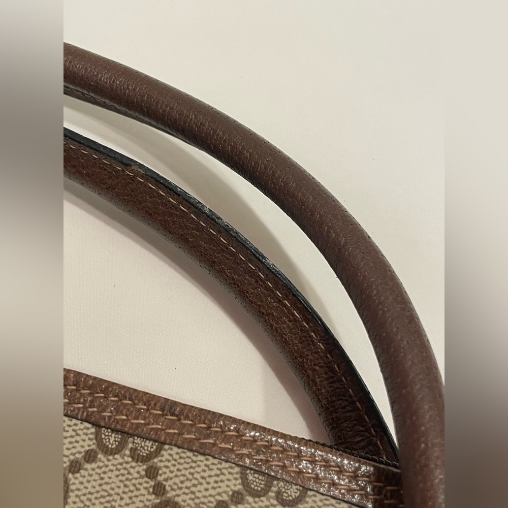 NWOT GUCCI Vintage GG Brown Monogram Canvas and Leather XL Travel 90s Tote Bag - Picture 7 of 10